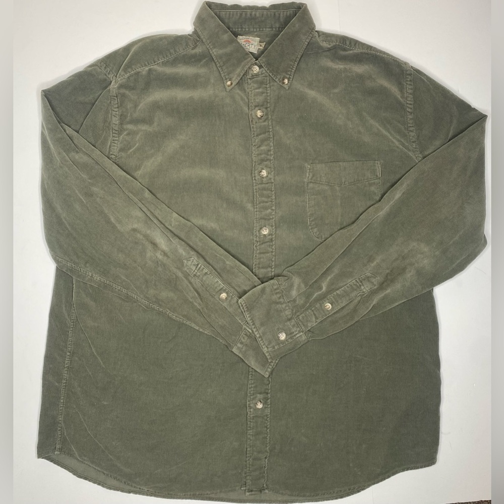 Faherty Corduroy Button Down Shirt Forest Green Sz XL